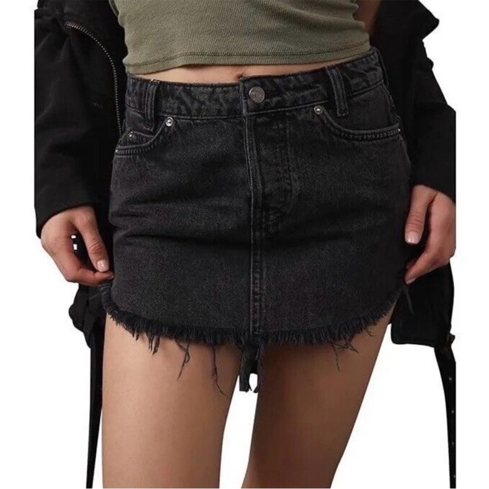 We The Free Sky High Black Denim Mini Skirt